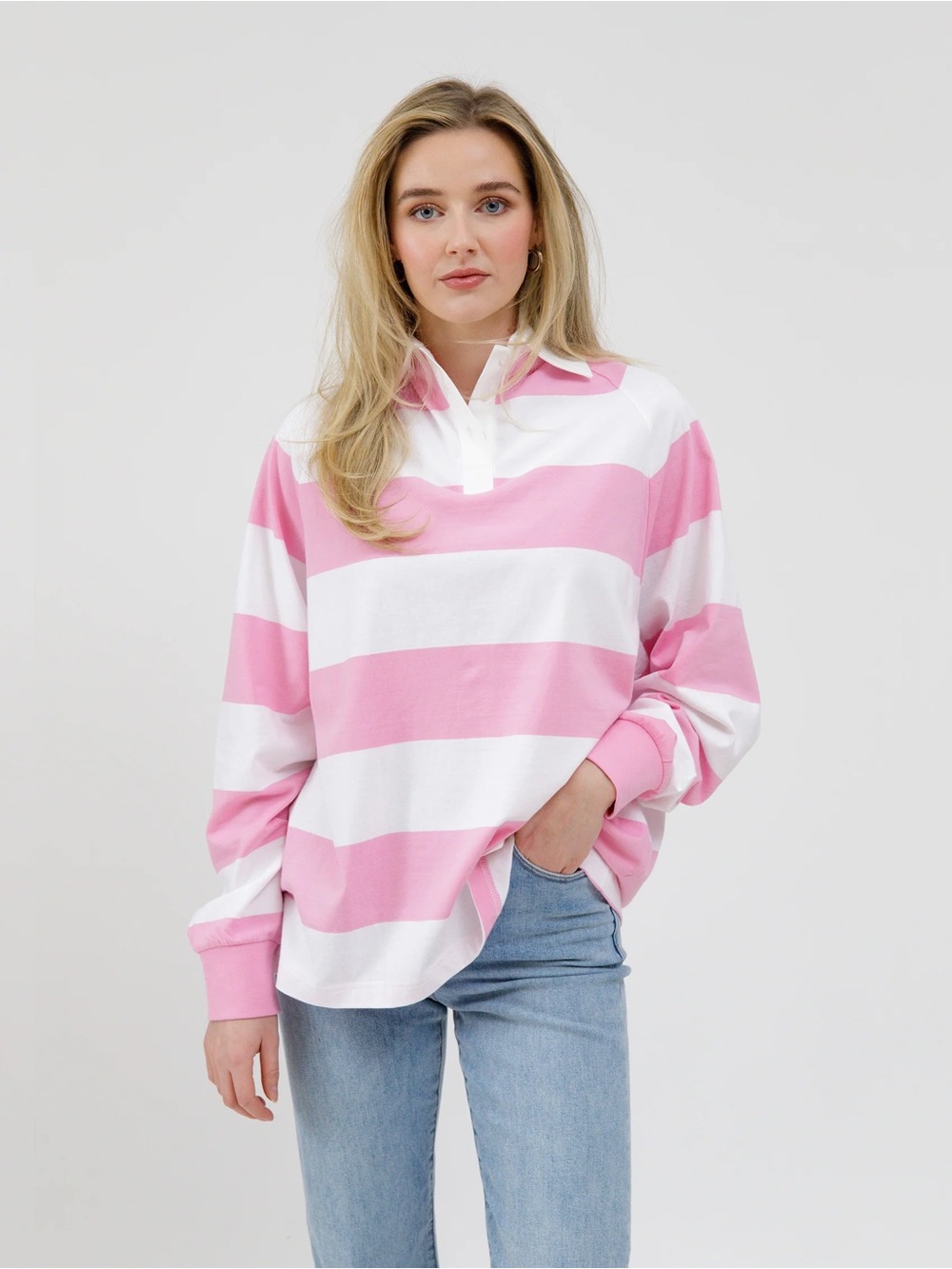 Brunette the Label Polo Rugby Shirt Pink
